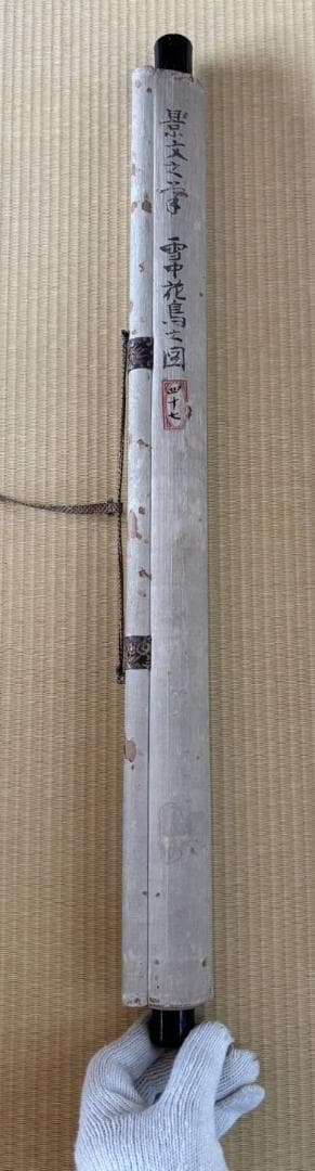 掛け軸 景文之筆 雪中花鳥之図