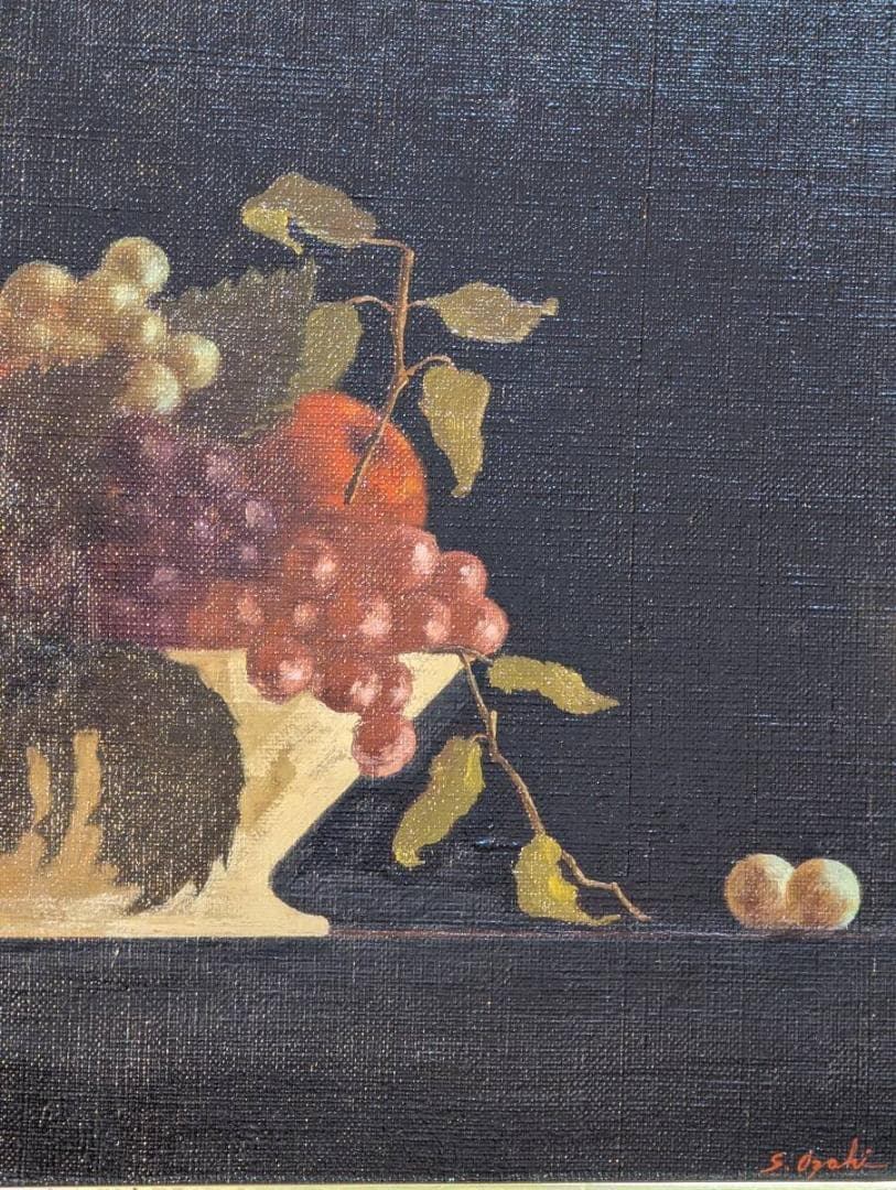 【真作】絵画　尾崎進　油彩4号　静物　バロック風の重厚な一作　X117