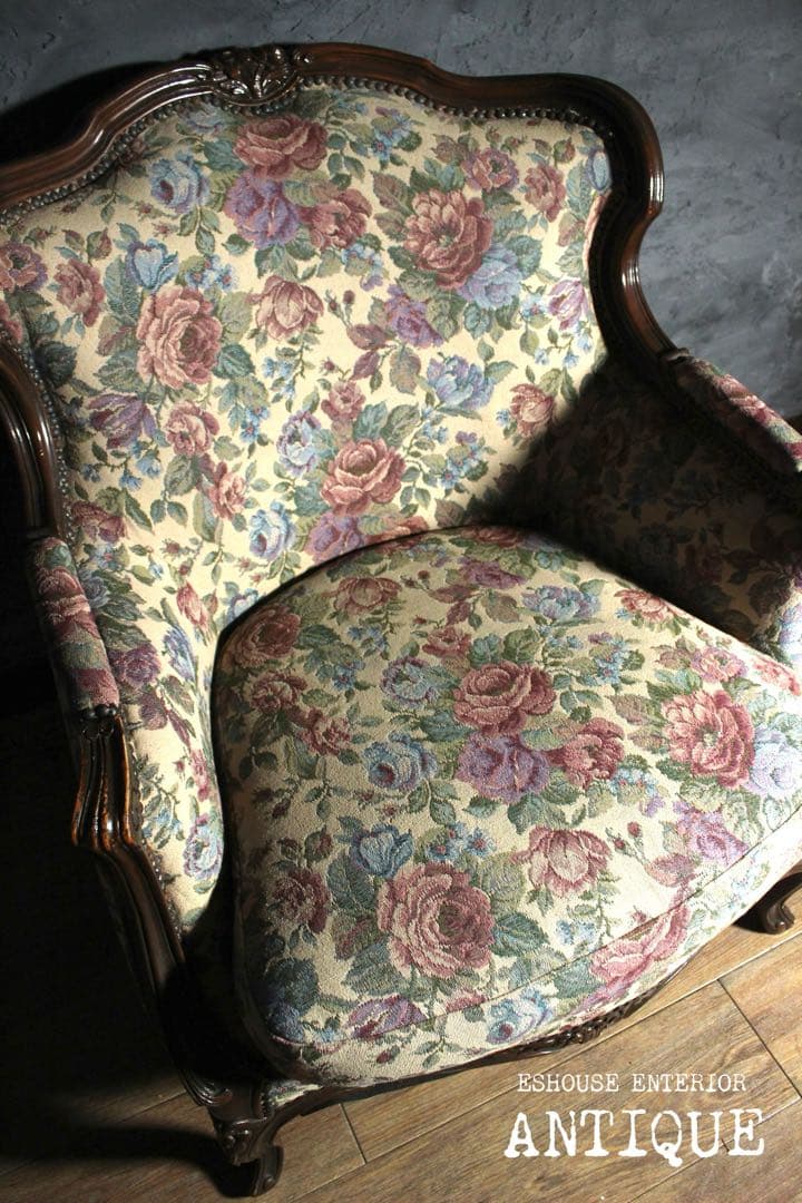 首都圏送無料〜80's アンティーク 花柄　ソファ　2台目　エスハウスインテリア