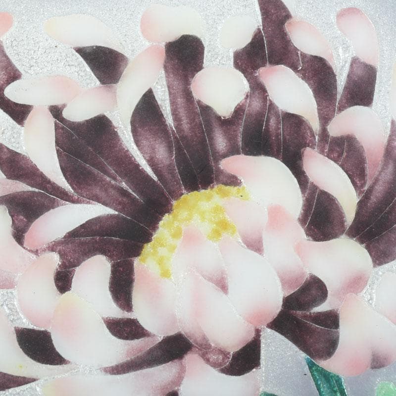 七宝焼　花文　飾皿　皿立付　時代箱　V　9881