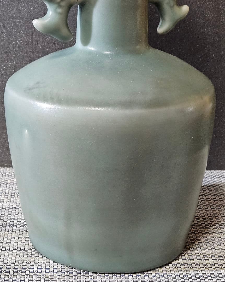 中国古美術　中国古陶磁器　鈞窯系　汝窯系　天青釉　双魚耳　大瓶　花入　オブジェ