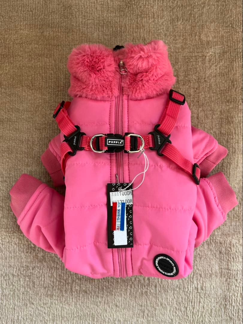 ［puppia］防寒ジャンプスーツ ピンク 冬服 犬服 Mサイズ