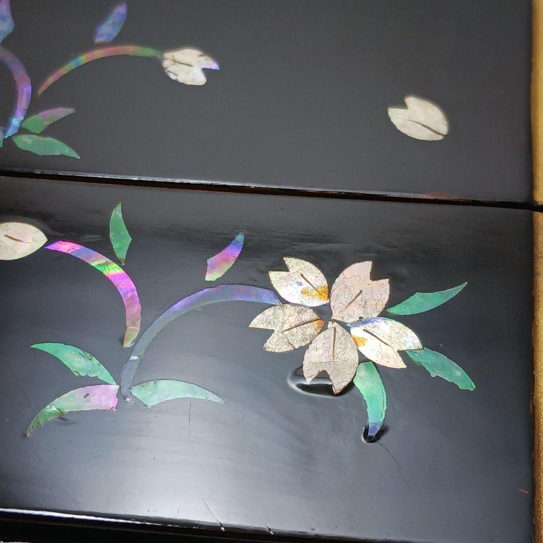 Y2447-6 長崎螺鈿 青貝蒔絵 三段重箱 共箱　う