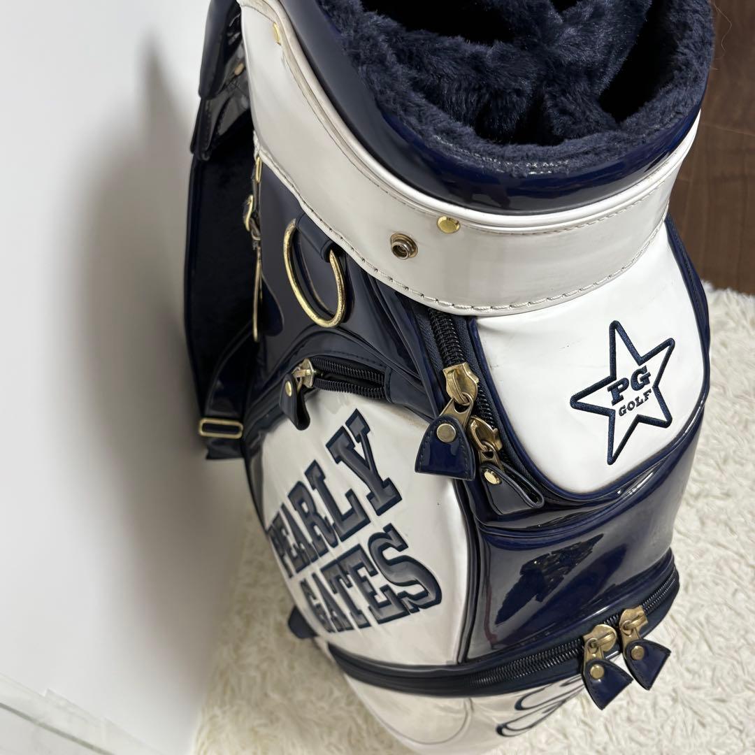 パーリーゲイツ キャディバッグ ホワイト & ネイビー ニコちゃん