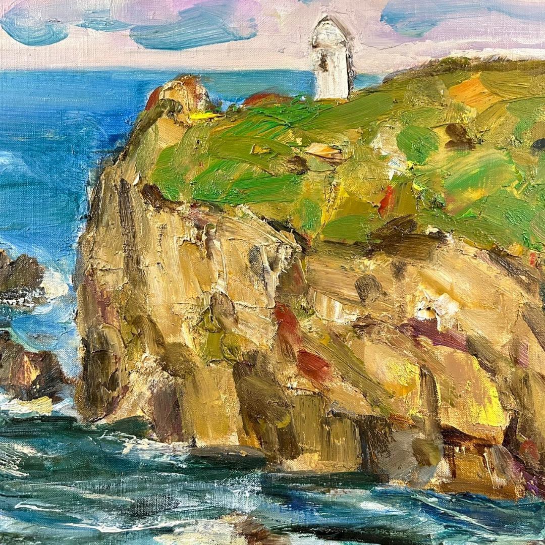 美品 深谷徹「足摺岬」油絵 油彩画 豪華額装 高知県土佐清水市 風景画