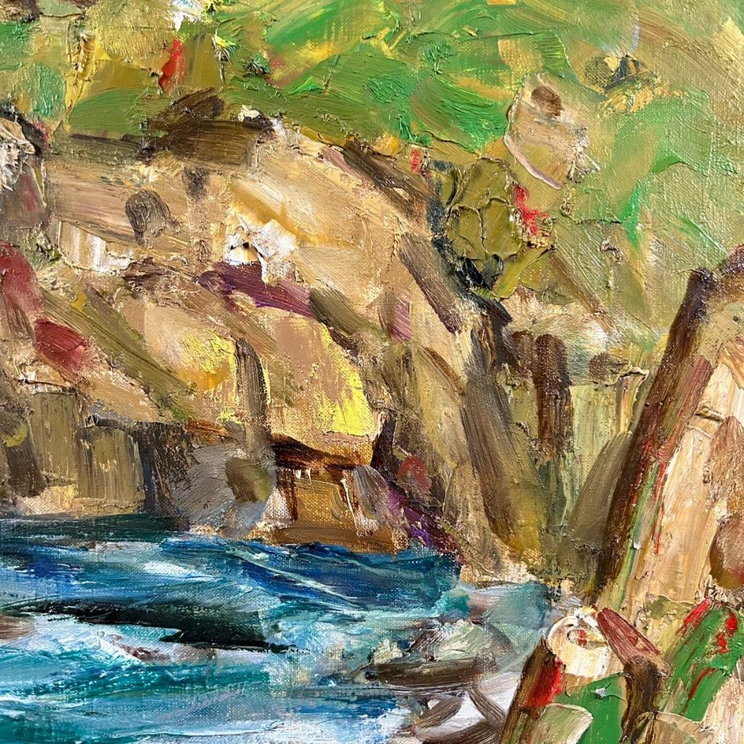 美品 深谷徹「足摺岬」油絵 油彩画 豪華額装 高知県土佐清水市 風景画