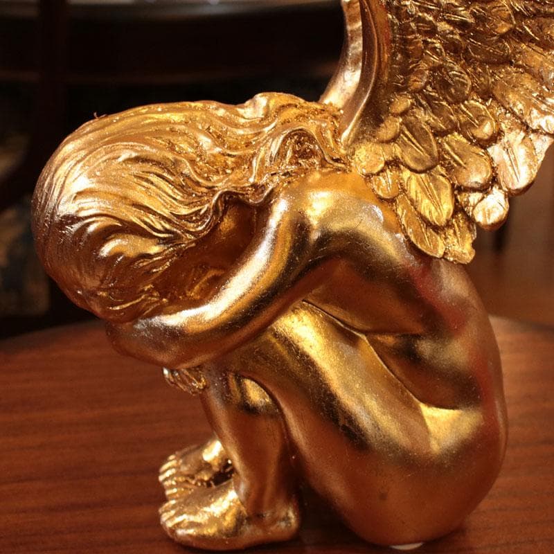 天使のオブジェ ゴールドカラー 樹脂製 高さ41cm 銀 143-138-038