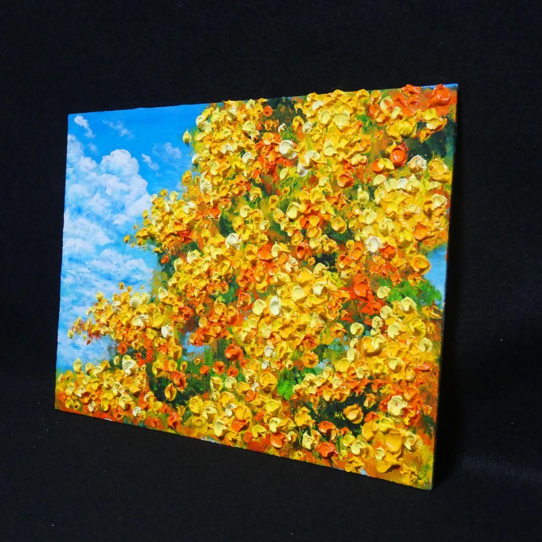 油絵 油彩 油彩画 絵 絵画　【青空のミモザ】