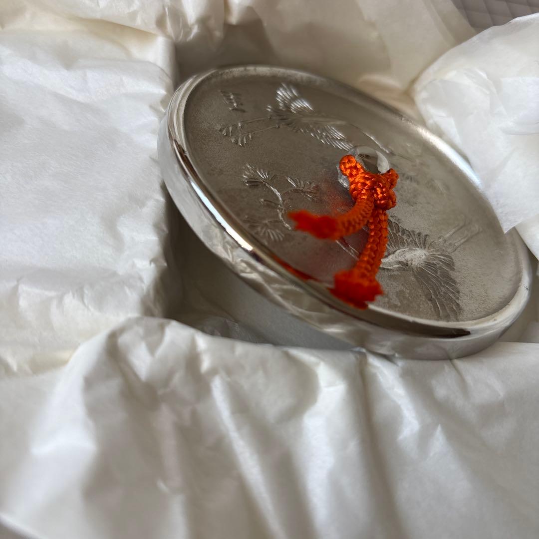 文鎮　松喰鶴文　角谷一圭作