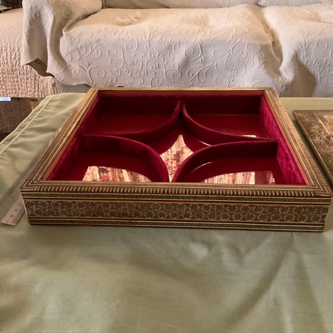 ペルシャ　寄木細工　蓋付き箱　50年前イラン