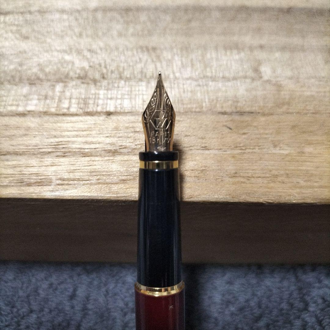18Ｋ WATERMAN 赤い樹脂製万年筆 金色装飾