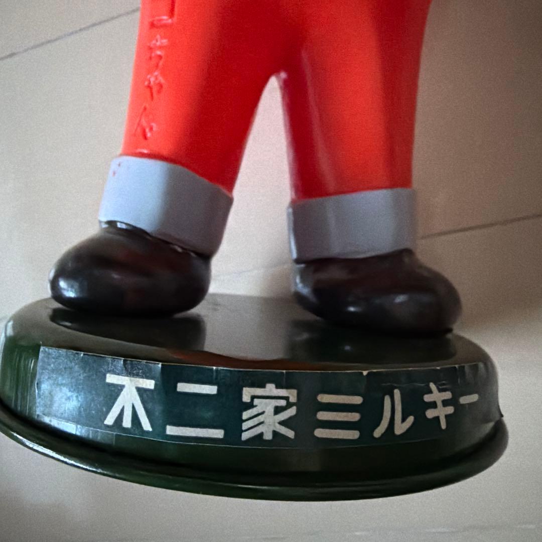 【当時物】ペコちゃん首振り人形不二家　ミルキーブリキ台座 約30cm 昭和レトロ