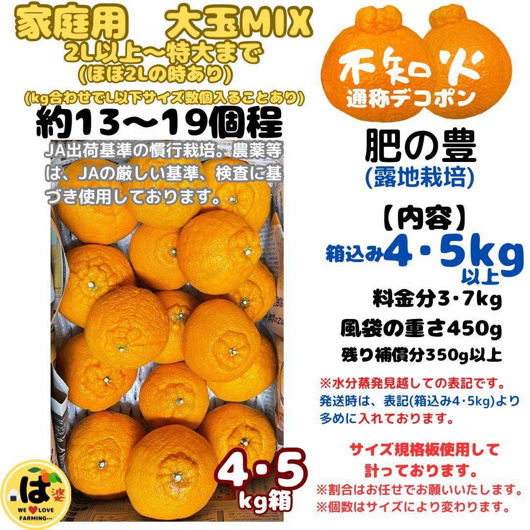 ※確認用　家庭用　大玉MIX箱込み4.5kg以上【露地栽培　不知火　デコポン】