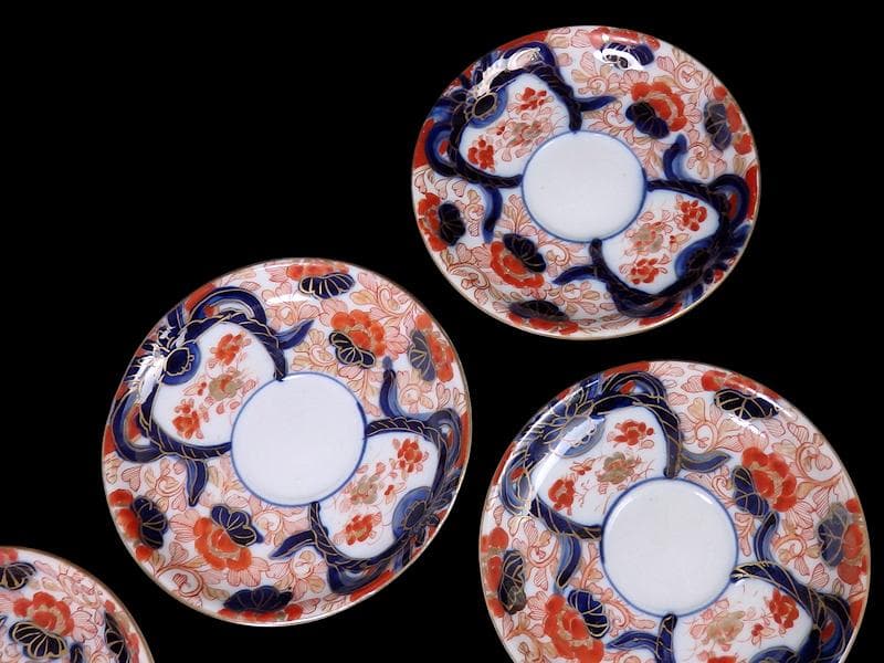 古伊万里　金襴手　花鳥紋に鳳凰の図　４寸皿　５枚　D047AS-DBu