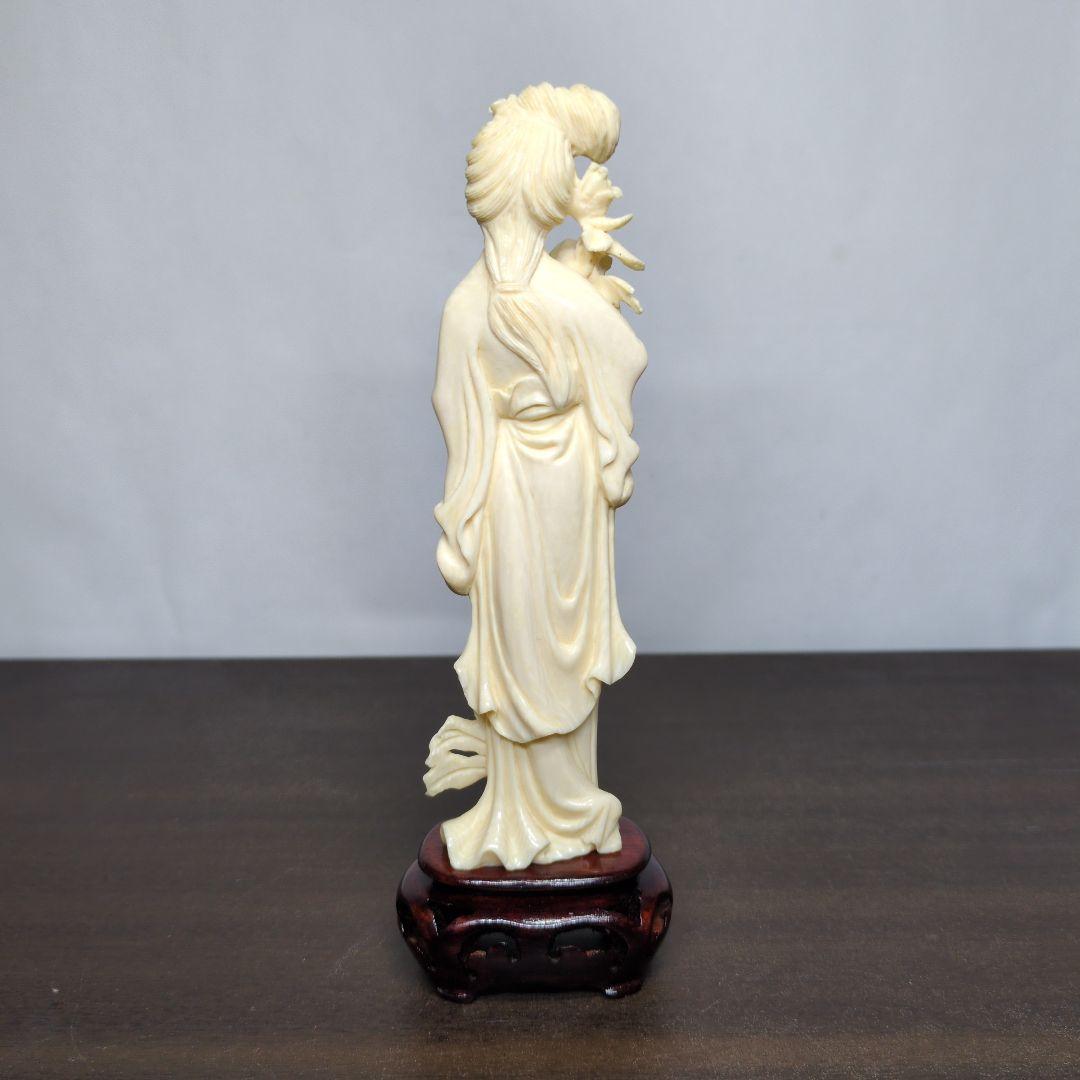 東洋彫刻 美人像 置物 高さ約18cm