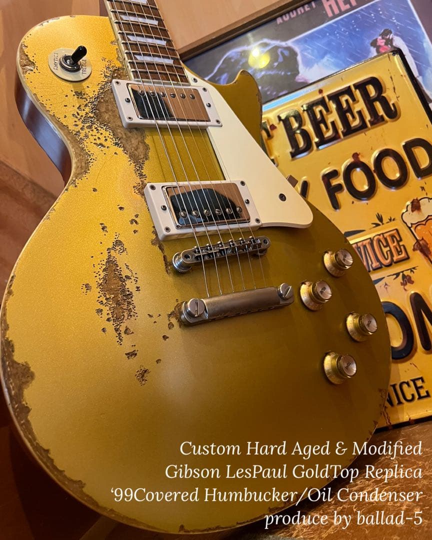 “レリック&エイジド“レスポールゴールドトップレプリカ/オイルコンデンサー搭載⭐︎