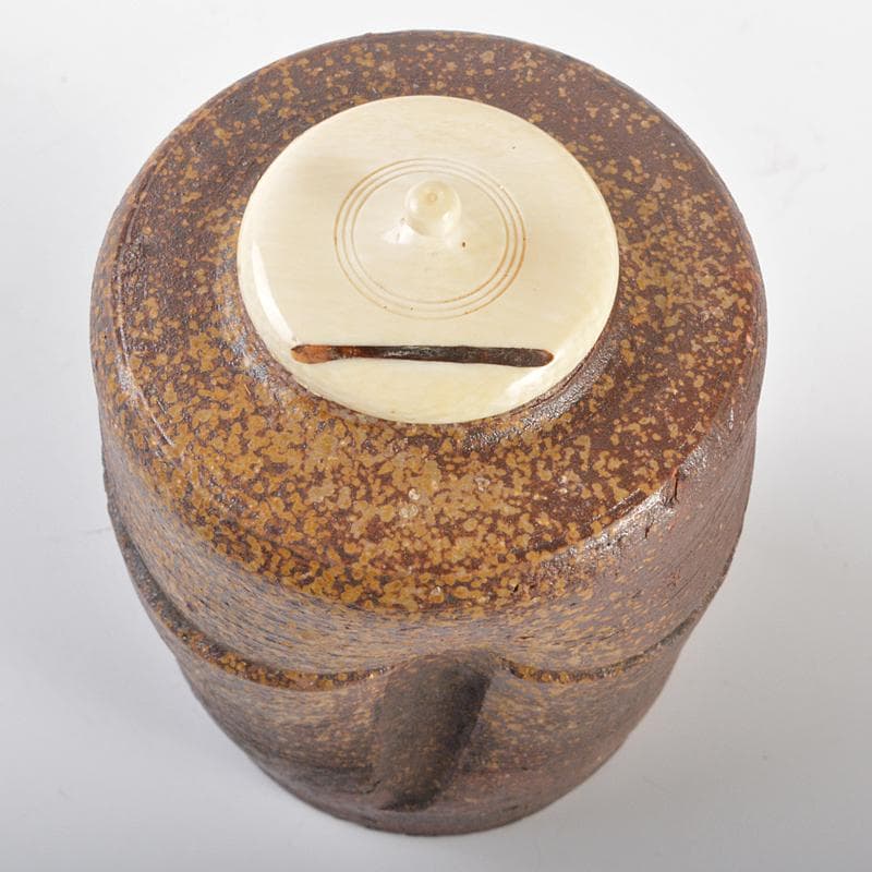 茶道具　備前焼　茶入　仕覆三点付　表千家十一代碌々斎極め箱　D　R6528