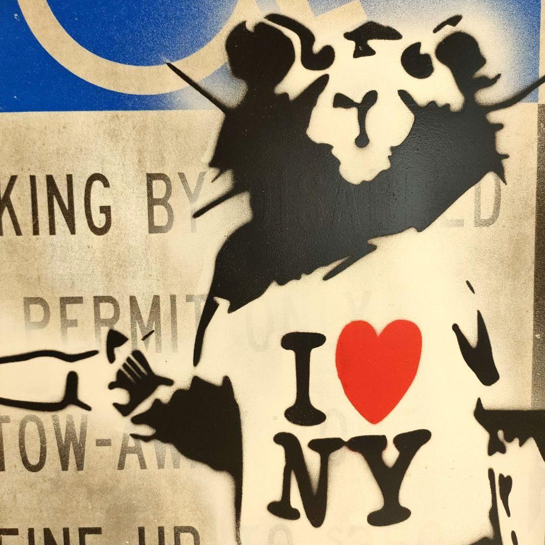 ストリートアートサイン　Banksy　ロードサイン　額装済み　標識　希少