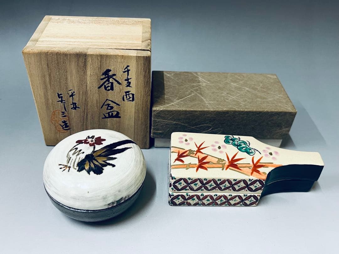 E714 香合　羽子板　松竹梅香合　香合まとめ売り　干支　茶道具　茶器