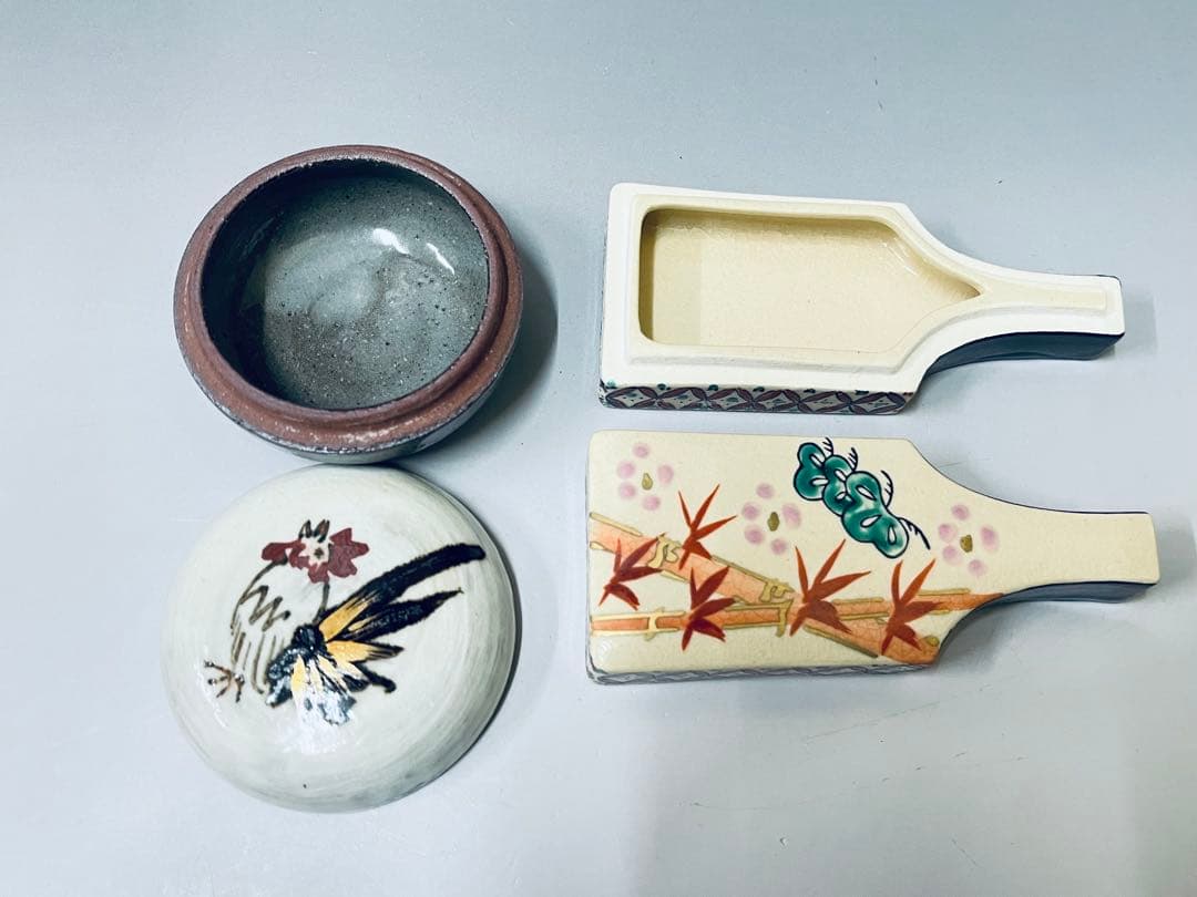E714 香合　羽子板　松竹梅香合　香合まとめ売り　干支　茶道具　茶器
