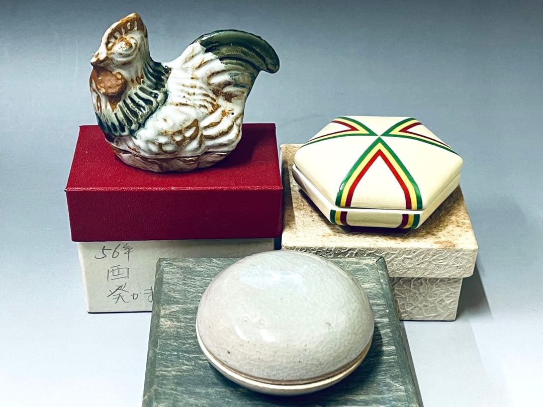 E714 香合　羽子板　松竹梅香合　香合まとめ売り　干支　茶道具　茶器