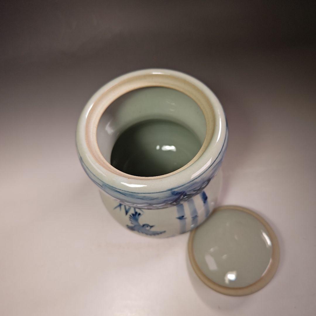 イ459 水指『水野菊晃作』『染付瓢形水指竹林仙人図　共箱　美濃焼』茶道具