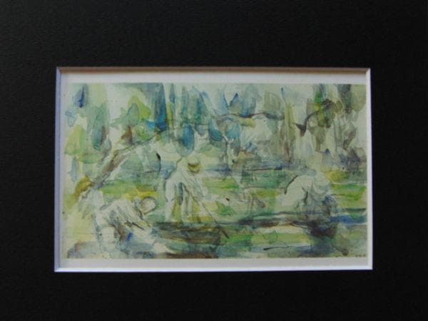 ポール・セザンヌ、【舟にて】、希少な画集画より、新品高級額・額装付、状態良好