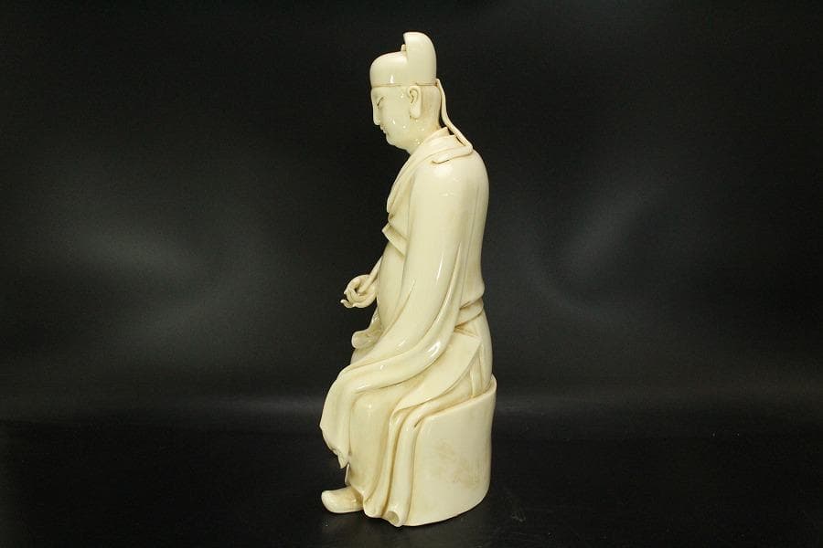 中国美術 白磁 徳化窯 人物 座像 高46cm(RC989)