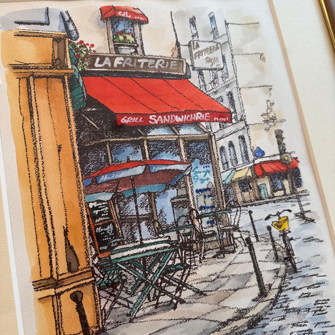 高橋文平 水彩画 paris フランス 額付き 箱あり