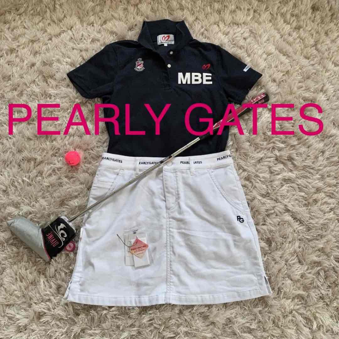 一度のみ着用★PEARLY GATES★ホワイト★ゴルフスカート★サイズ２