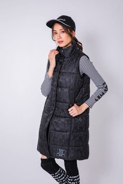 カモフラ柄中綿ロングベスト・スカートセット