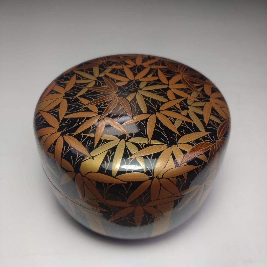 イ215 棗『稚園作』『竹林蒔絵平棗　共箱』漆塗　茶道具