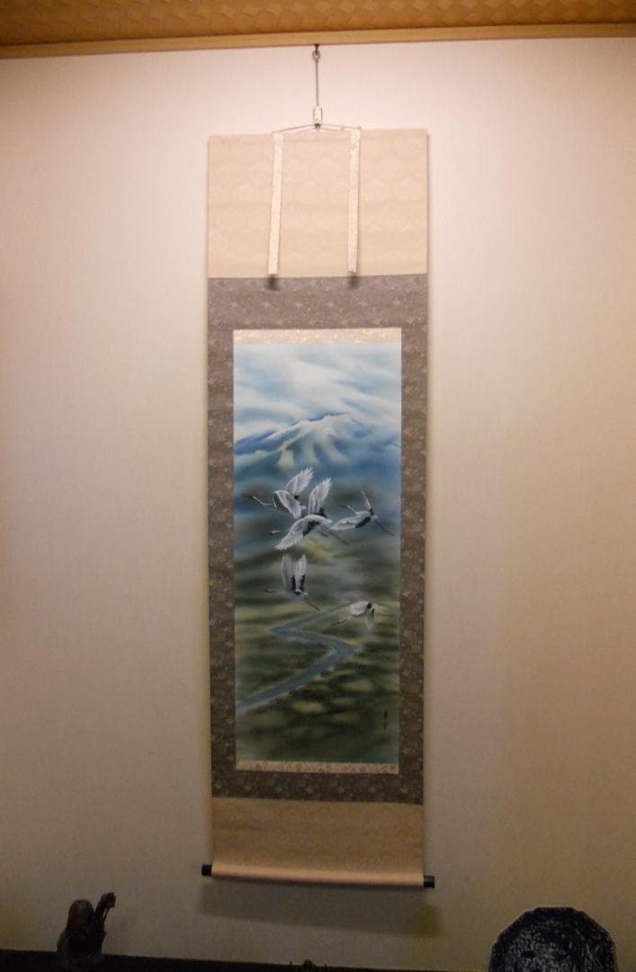 掛け軸 古川翠峯 釧路湿原 絹本 希少 軸装 茶道具 掛軸 美品 です。