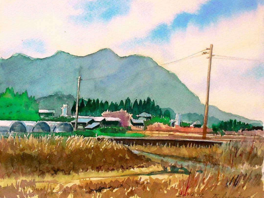 風景 水彩画 額装済み 原画 F６号