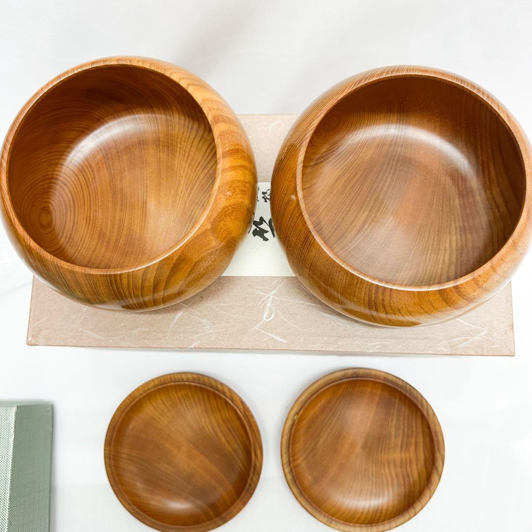 未使用 日向特製 本蛤碁石 33号 美栄 木製碁笥