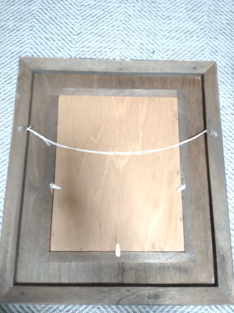 兎の油絵【耳をすます】1点物の原画/作詞サイン入り◆額縁付属