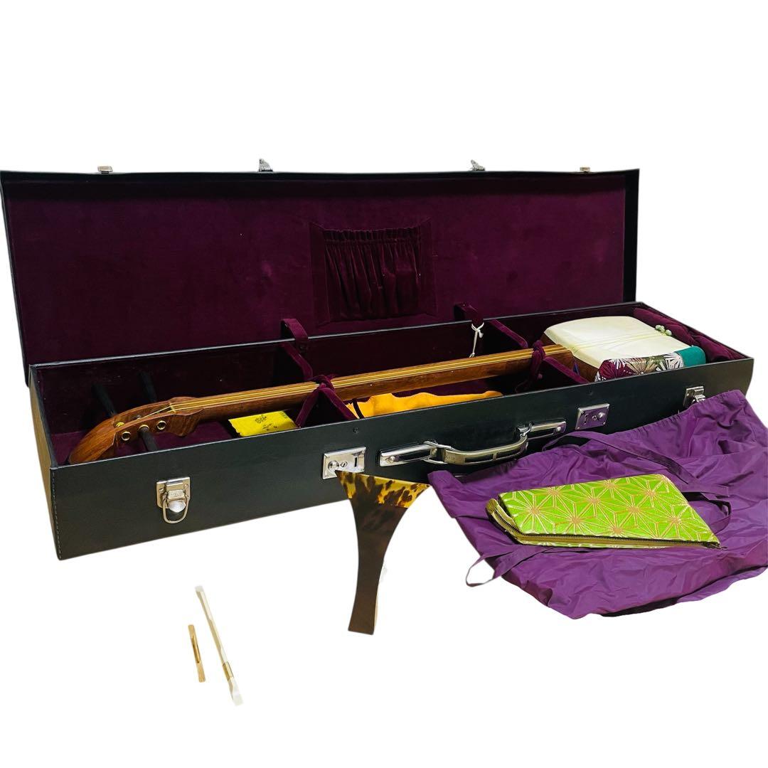 民謡 三味線 中棹 東さわり 撥 地唄 一枚甲 皮破れ ケース付