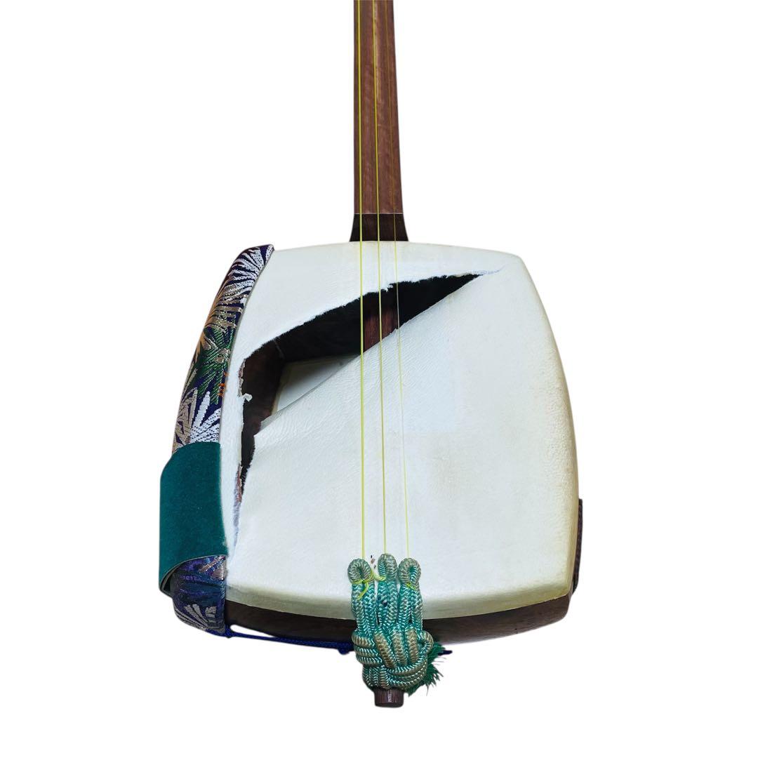 民謡 三味線 中棹 東さわり 撥 地唄 一枚甲 皮破れ ケース付