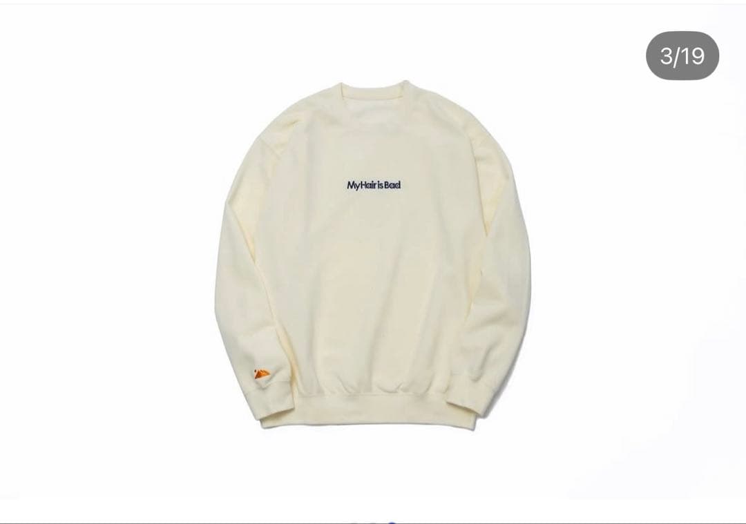 My Hair is Bad 新作 ロゴ刺繍スウェット トレーナー アイボリー