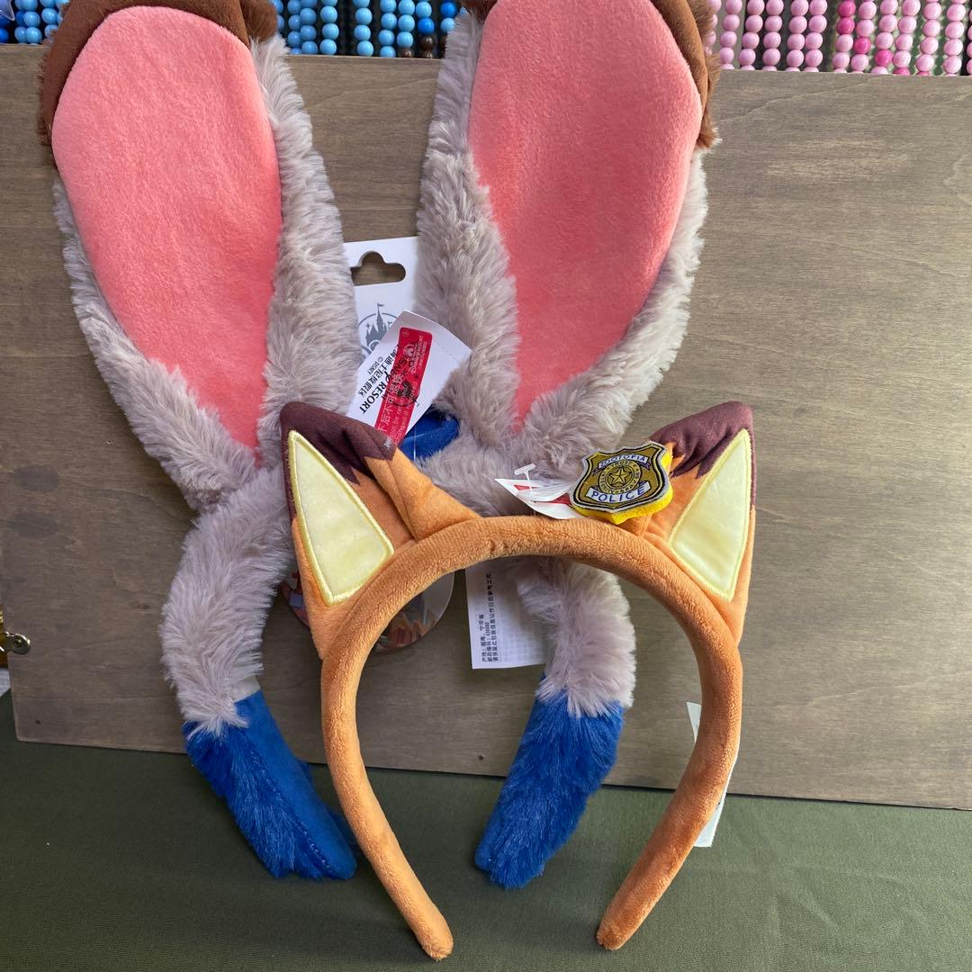 上海ディズニーランド正規品　ズートピア　ニック　ジュディカチューシャ2点セット