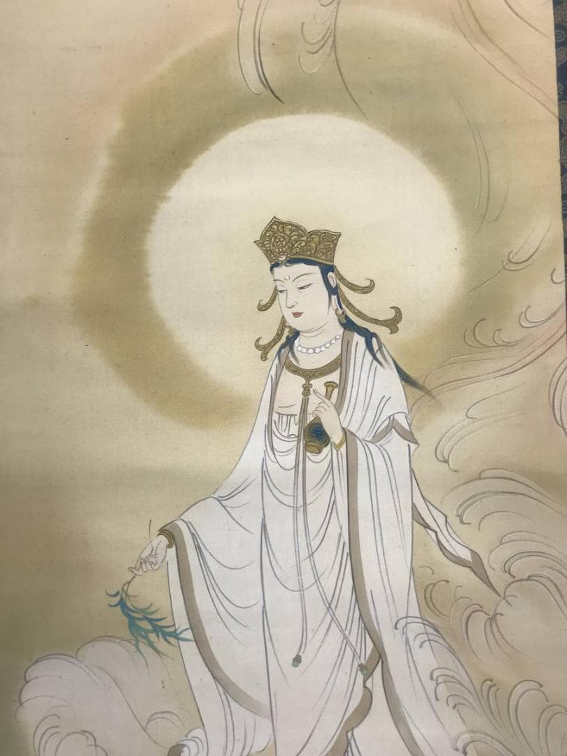 【真作】織田観潮/観音図/人物図/仏事掛/掛軸/名家伝来/AC-356