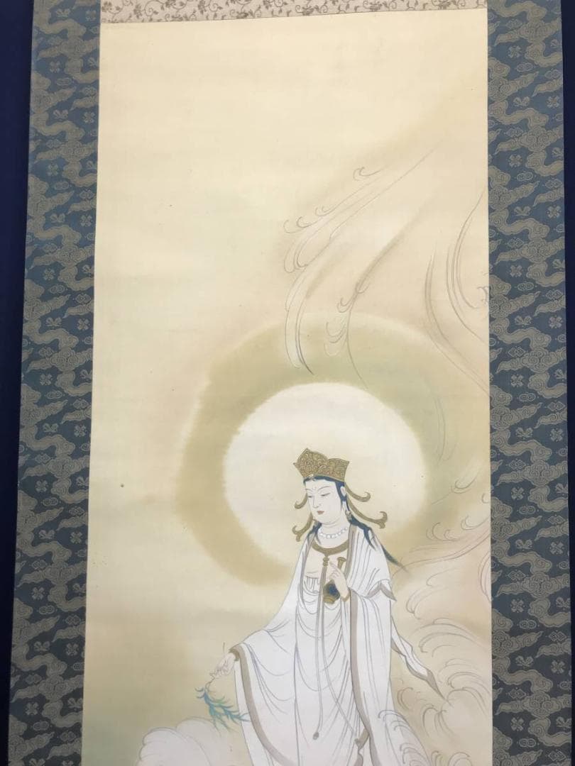 【真作】織田観潮/観音図/人物図/仏事掛/掛軸/名家伝来/AC-356