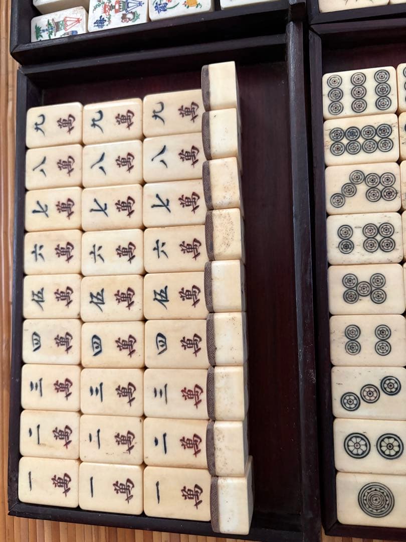 木箱入り麻雀セット　長楽　アンティーク