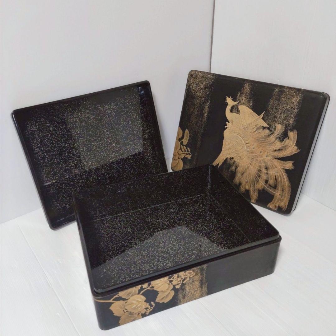 【希少】金蒔絵 鳳凰文様 漆器文箱 書道具 アンティーク