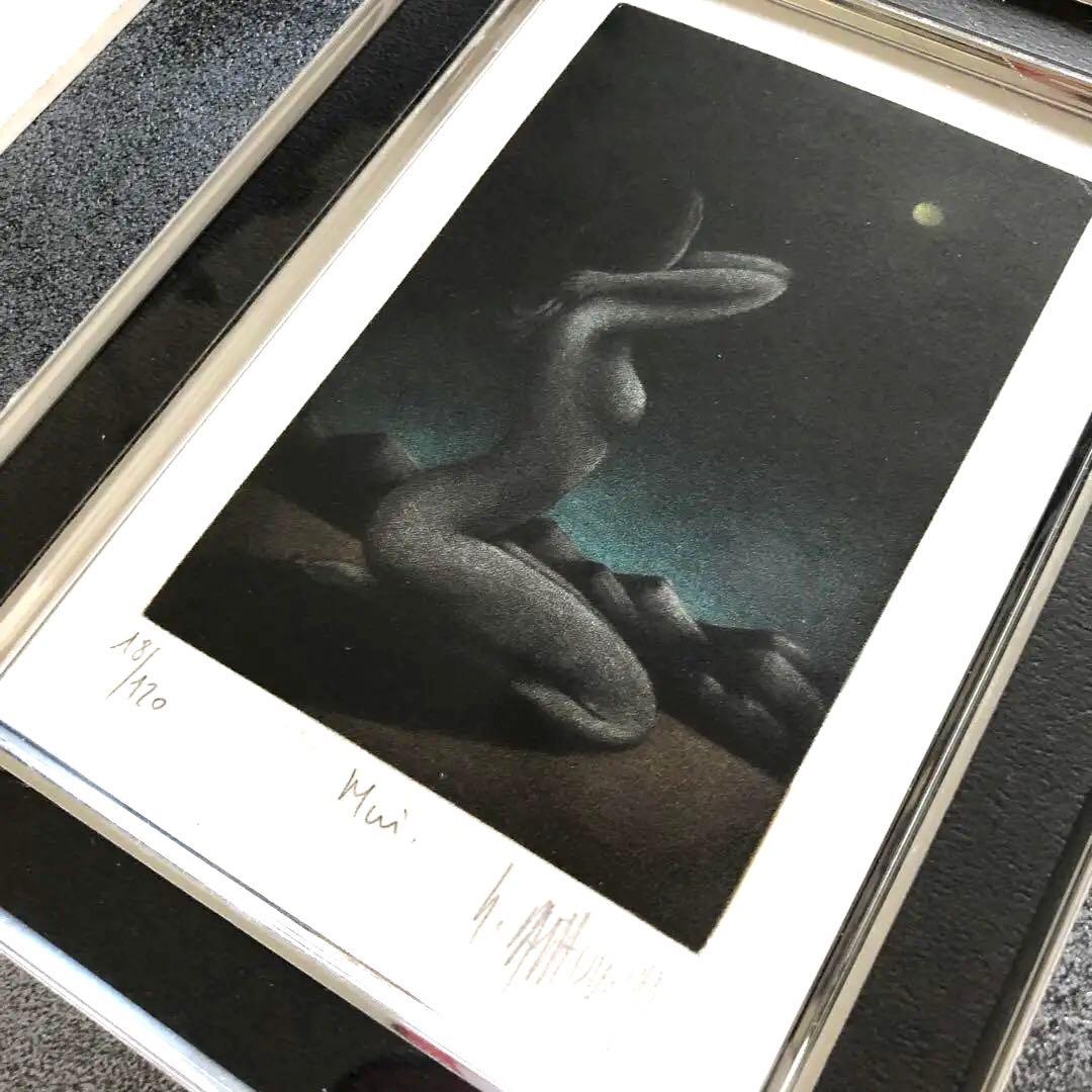 ミッシェルマトナ　リトグラフ　版画　アート　絵画　山　月　裸婦