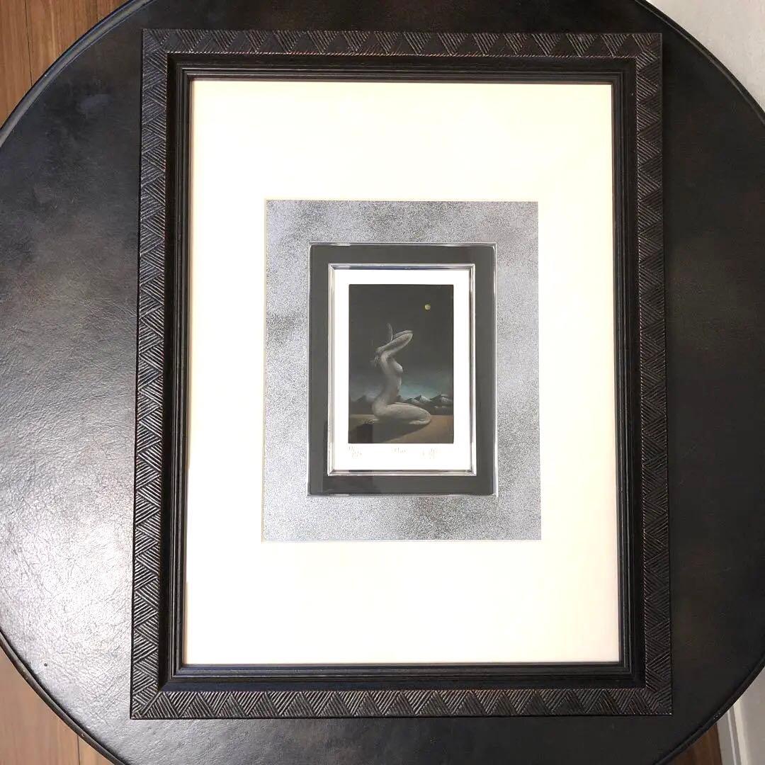 ミッシェルマトナ　リトグラフ　版画　アート　絵画　山　月　裸婦