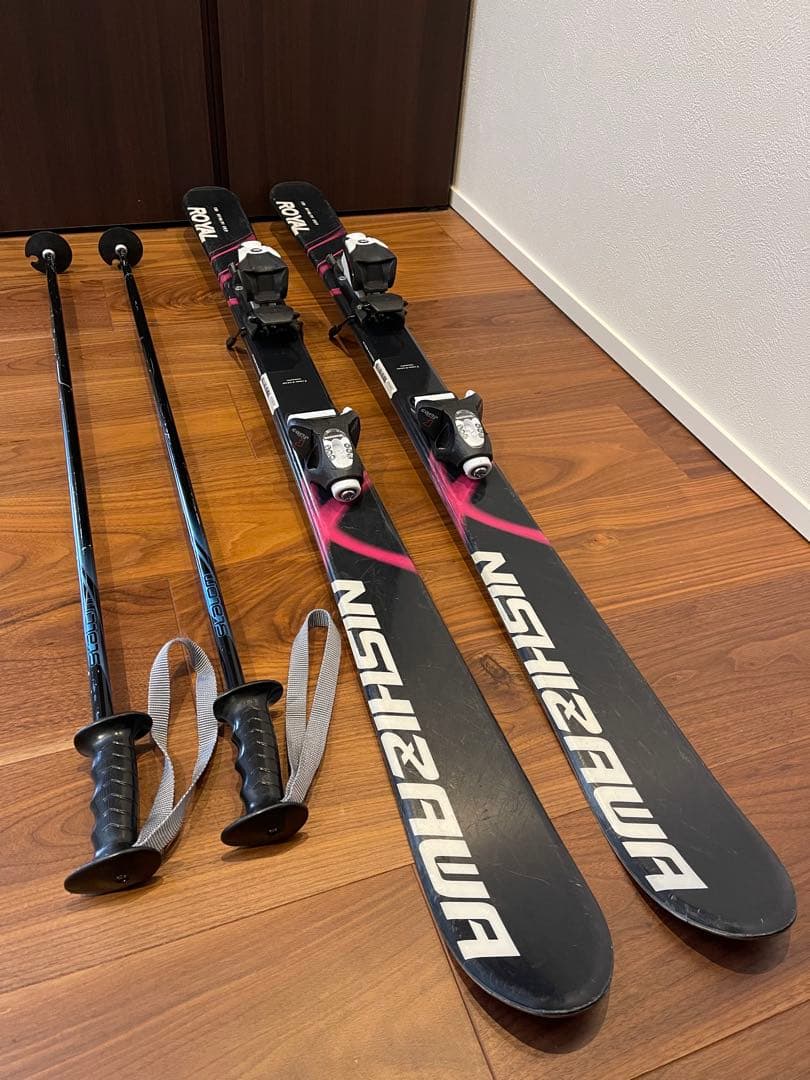 NISHIZAWA 子供用スキー板 120㎝　ストックセット ブラック ピンク