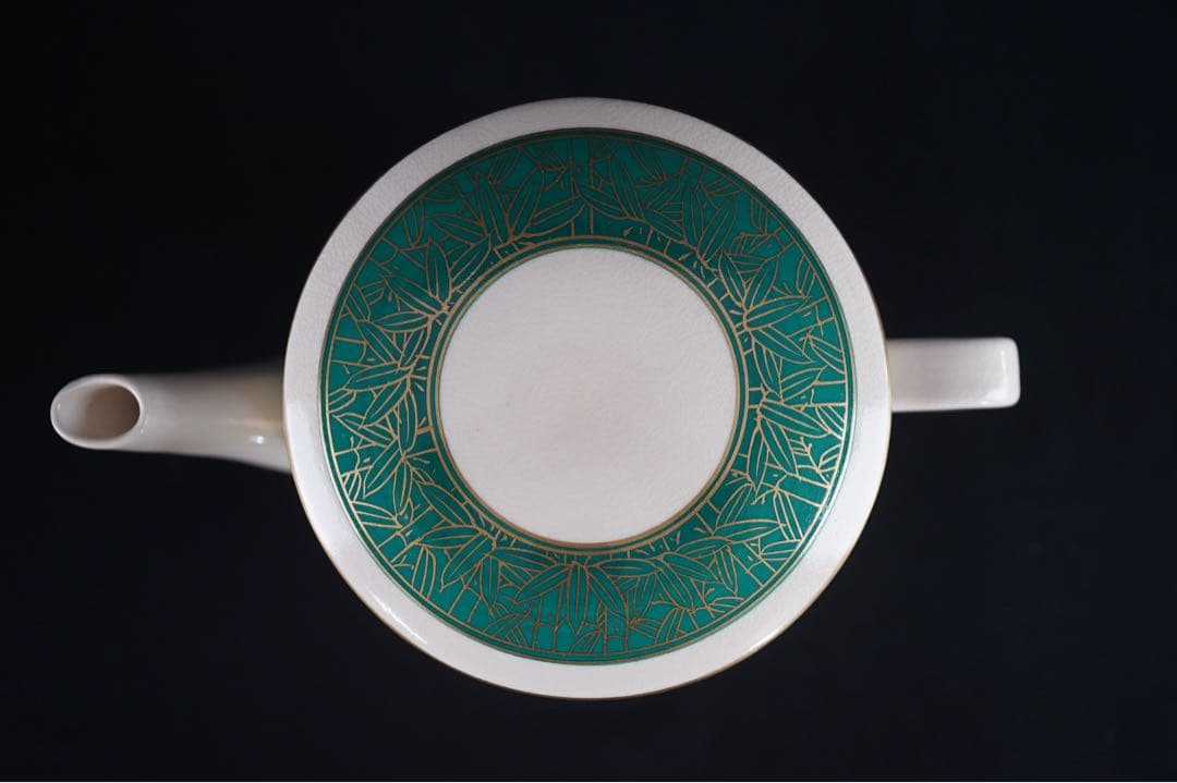 田中宝泉 緑地 竹 水次 共箱 茶道具