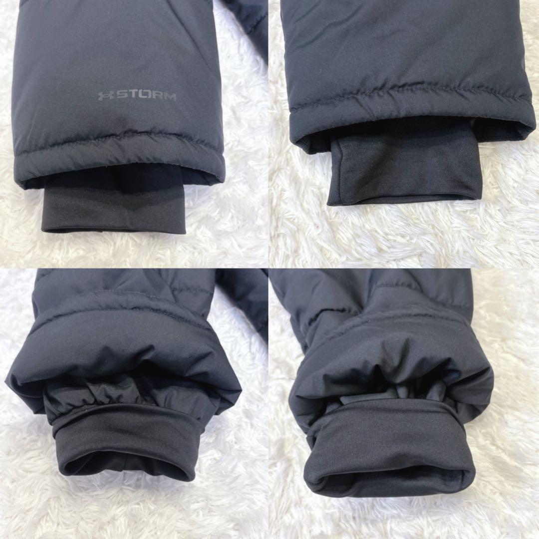 アンダーアーマー ベンチコート STORM 袖ロゴ 撥水 フードロゴ 黒 XXL