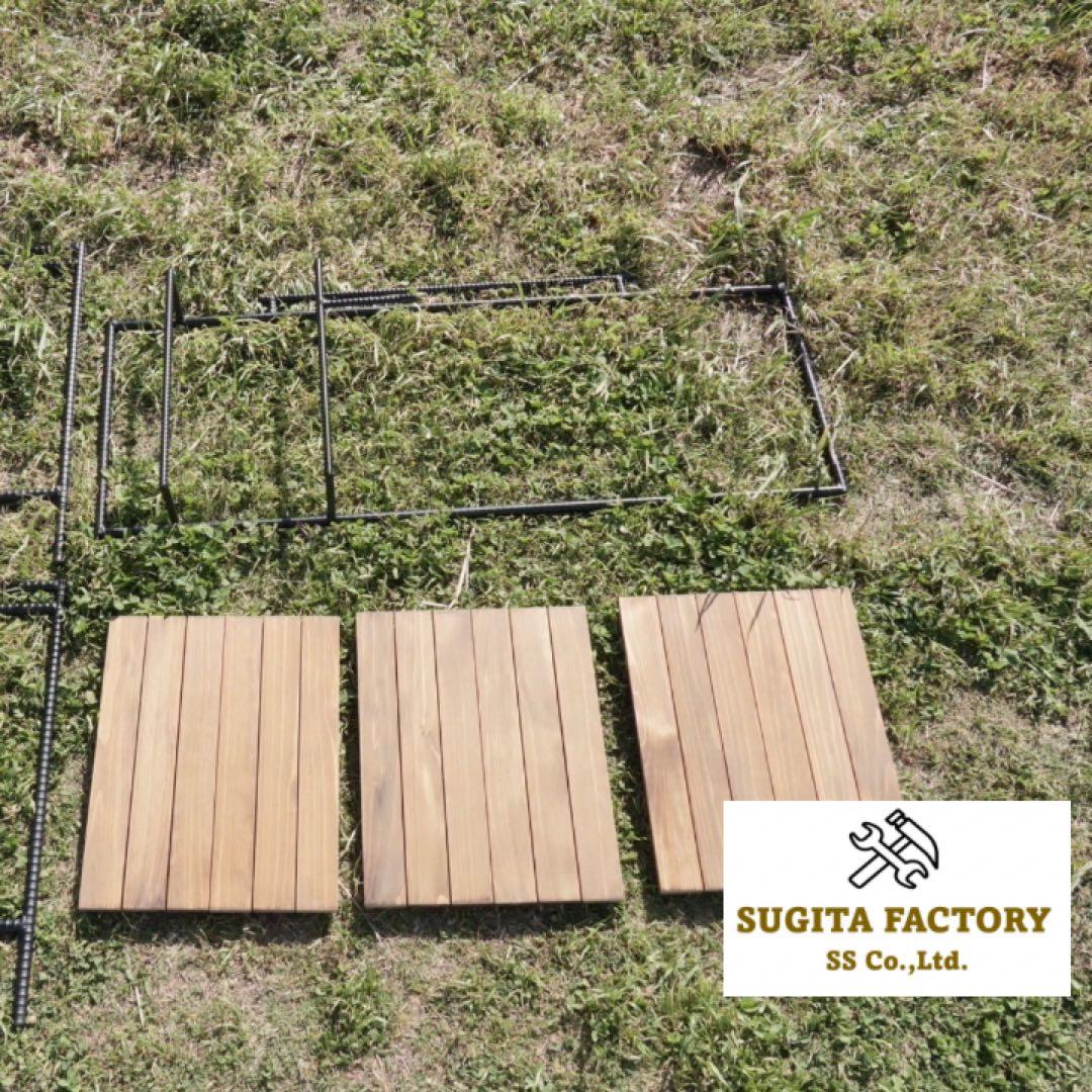 ざ*ん様 檜無垢材　細板　タフまる対応アイアンテーブル　キャンプテーブル　ローテ